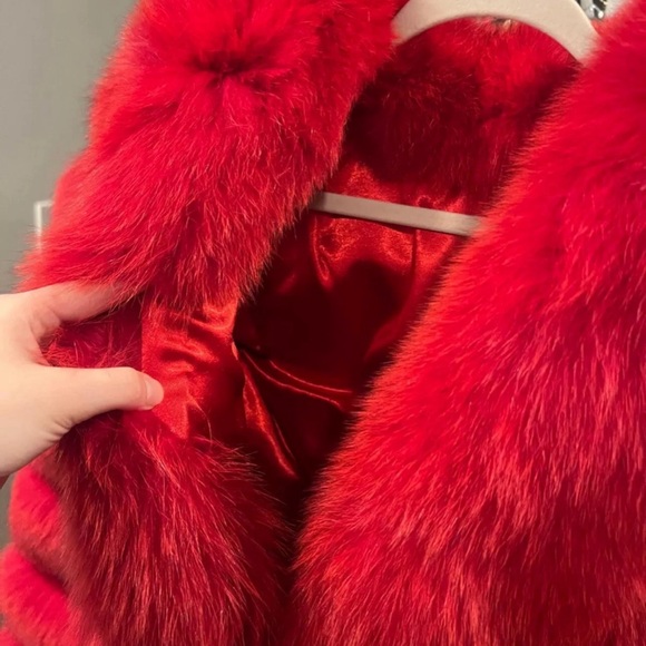 Women Fur Coat Thick Warm  Fur Jacket Red - Picture 5 of 5